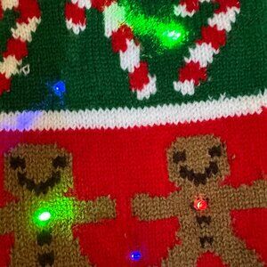 Christmas Light Up Scarf Approx. 39" Gingerbread Candy Cane